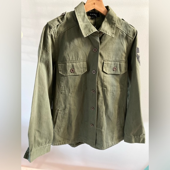 Navie Brand Military Style Shacket Jacket ✨ Green Size M/L | 100% Cotton - Picture 2 of 8